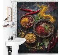 POLIUAWS Herbs and Spices Ensemble De Rideaux De Douche Lavables Et Élégants pour Usage Quotidien, avec 12 Crochets, pour Salle De Bain, Baignoire Ou Appartement 56.30x70.87Inch（143x180cm）