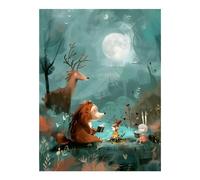 POLIUAWS Histoires autour du feu de camp - Peinture diamant 5D « Amis de la forêt » à faire soi-même, art du cristal avec diamants, kit de peinture diamant pour adultes débutants, 30 x 40 cm