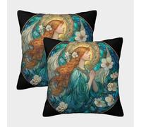 POLIUAWS Housses de Coussin Angel's Serenity 40x40cm, Lot de 2, Housses de Coussin décoratives pour canapé, Chambre ou Salon