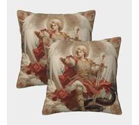 POLIUAWS Housses de Coussin carrées Angel of Justice-2 en Polyester avec Fermeture éclair Invisible, pour Salon, Chambre et canapé, 50 x 50 cm