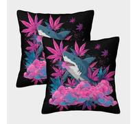 POLIUAWS Housses de Coussin carrées en Polyester à Motif de Nuages de fumée de Requin, Fermeture éclair Invisible, pour Salon, Chambre et canapé, 50 x 50 cm