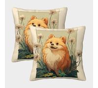 POLIUAWS Housses de Coussin carrées en Polyester à Pompons en Fleurs, Fermeture éclair Invisible, pour Salon, Chambre, canapé, 45 x 45 cm