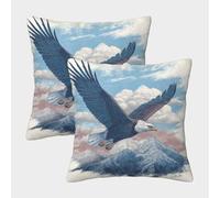 POLIUAWS Housses de Coussin carrées en Polyester « L'aigle Plane Haut », Fermeture éclair Invisible, pour Salon, Chambre, canapé, 40 x 40 cm
