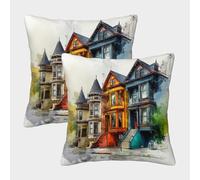 POLIUAWS Housses de Coussin carrées en Polyester, Style Victorien, Fermeture éclair Invisible, 45 x 45 cm, pour Salon, Chambre ou canapé.