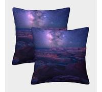 POLIUAWS Housses de Coussin carrées Voie lactée en Polyester avec Fermeture éclair Invisible, pour Salon, Chambre et canapé, 45 x 45 cm