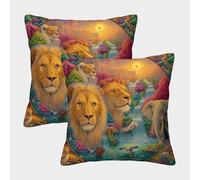 POLIUAWS Housses de Coussin décoratives « Paradis de la Faune amazonienne », 45 x 45 cm, Lot de 2, pour canapé, Chambre ou Salon.