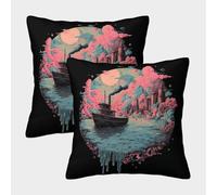 POLIUAWS Housses de Coussin Industrial Dreamscape, Lot de 2 Housses de Coussin décoratives avec Fermeture Portefeuille, en Polyester, 50 x 50 cm