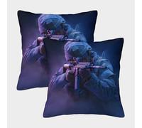 POLIUAWS Housses de Coussin Neon Soldier Awaits, Lot de 2, Fermeture Portefeuille, Polyester, 40 x 40 cm