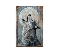 POLIUAWS Howling Wolf Under The Moon Art Minimal Wild Animal Print Décoration Murale En Fer Forgé Pour Chambre, Salon, Garage, Jardin, Pub11.8"x7.9"