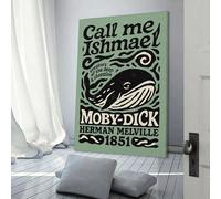 POLIUAWS Illustration de la couverture du livre Moby Dick sur toile tendue, facile à accrocher, 50 x 75 cm (20 x 30 pouces). Décoration murale pour bureau ou maison.
