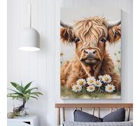 POLIUAWS Impression d'art de vache des Highlands mignonne - denoise - denoise - affiche d'art mural sur toile parchemin, peinture, image, décoration de salon, maison 20x30 pouces (50x75 cm)