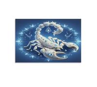 POLIUAWS Impression d'art sur toile représentant un Scorpion blanc - Denoise - Décoration murale - 50 x 75 cm