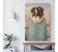 POLIUAWS Impression d'art sur toile représentant une geisha de Saint Bernard - Denoise - Décoration murale - 50 x 75 cm