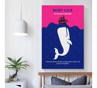 POLIUAWS Impression sur toile minimaliste de la couverture du livre Moby Dick, idéale pour la méditation, le yoga, la salle de bain ou une fête d'anniversaire. 20 x 30 cm (8 x 12 pouces).