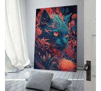POLIUAWS Impressions d'art mural humoristiques représentant un livre d'histoires de chats de la savane, décoration de salle de bain mignonne, prêtes à accrocher, 60 x 90 cm