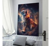 POLIUAWS Impressions murales représentant l'esprit du tigre de l'espace, décoration de salle de bain rustique, style ferme, art moderne, 30 x 45 cm