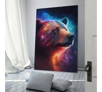 POLIUAWS Impressions sur toile personnalisées représentant un ours étoilé pour une décoration de salle de bain rustique (60 x 90 cm)