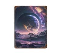 POLIUAWS Inside The Universe Panneaux Métalliques Vintage, Décoration Murale En Étain Pour Jardin, Ferme, Salon, Clubs Extérieurs15.7"x11.8"