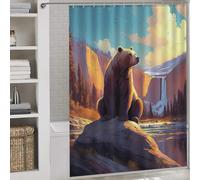 POLIUAWS Into The Wild Bear King Rideaux De Salle De Bain Imperméables Et Résistants À Séchage Rapide, Style Moderne, pour Baignoire Ou Appartement 64.17x70.87Inch（163x180cm）