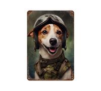 POLIUAWS Jack Russell Dog Soldier Décoration Murale En Fer Imperméable Pour Garage D'homme11.8 x7.9