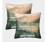 POLIUAWS Je Peux Tout Faire - Coussins décoratifs pour canapé, Maison, Noël - Lot de 2 Housses de Coussin décoratives 50x50cm