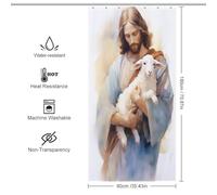 POLIUAWS Jesus Christ - The Good Shepherd Rideau De Douche Lavable Et Élégant pour Salle De Bain, Idéal pour Les Chambres D'étudiants 35.43x70.87Inch（90x180cm）