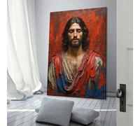 POLIUAWS Jésus en robe rouge et bleue, toile, peinture, art mural, images, ensemble d'art mural, décoration de salon, affiche de mariage, décoration d'intérieur, 20 x 30 cm
