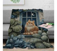 POLIUAWS Jeté de canapé/lit à Motifs de veilleur de Nuit moustachu, Couverture Douce et Chaude en Flanelle, jeté Confortable, Couverture en Peluche 60x80 Pouces (150x200cm)