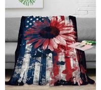 POLIUAWS Jeté de canapé/lit à Motifs Floraux Rouges, Blancs et Bleus, Couverture Douce et Chaude en Flanelle, jeté Confortable, Couverture en Peluche 40x50 Pouces (100x130cm)