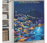 POLIUAWS Kingstown, Saint Vincent and The Grenadines Rideau De Douche Élégant Et Lavable en Tissu Doux pour Cabines De Douche Et Baignoires D'hôtel 69.69x70.87Inch（177x180cm）