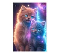 POLIUAWS Kit de broderie diamant « Frères chats colorés » pour adultes (20 x 30 cm).