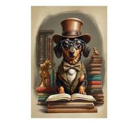 POLIUAWS Kit de peinture diamant 5D « Dream Smart Teckel Dog School » (20 x 30 cm) pour adultes, idéal pour les loisirs créatifs. Format : 20 x 30 cm.