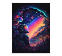 POLIUAWS Kit de peinture diamant à faire soi-même « Le dernier astronaute » pour adultes (loisirs créatifs), 5D, à réaliser soi-même, avec strass et cristaux (30 x 40 cm).