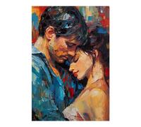 POLIUAWS Kit de peinture diamant aquarelle « Couple amoureux » : loisirs créatifs et décoration murale pour adultes (20 x 30 cm).