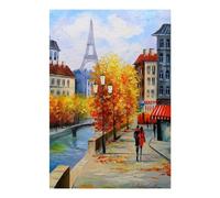POLIUAWS Kit de peinture diamant automne Paris, art des pierres précieuses et loisirs créatifs pour adultes, décoration murale, activité relaxante et amusante 20 x 30 cm