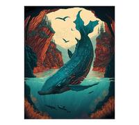 POLIUAWS Kit de peinture diamant Baleine du Royaume Enchanté - Loisirs Créatifs - 40 x 50 cm - 16 x 20 pouces