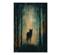 POLIUAWS Kit de peinture diamant « Dingo dans les bois » pour adultes débutants, loisirs créatifs et broderie diamant, 20 x 30 cm.