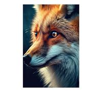 POLIUAWS Kit de peinture diamant DIY pour adultes, gros plan sur le visage d'un renard, outils et perles rondes, format 20 x 30 cm.