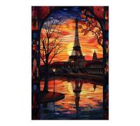 POLIUAWS Kit de peinture diamant DIY « Reflets du coucher de soleil à Paris » pour adultes, idéal pour les loisirs créatifs. Coffret de 20 x 30 cm (8 x 12 pouces).