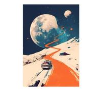 POLIUAWS Kit de peinture diamant « En route vers l'espace » pour adultes, pour un moment de détente. Art du cristal 5D à faire soi-même avec des diamants. Peinture diamant 20 x 30 cm.