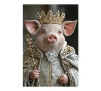 POLIUAWS Kit de peinture diamant figurine Roi Cochon, kit d'art et loisirs créatifs pour adultes débutants, 20 x 30 cm.