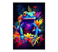 POLIUAWS Kit de peinture diamant « Grenouille de la jungle » en pixel art, cadeau d'anniversaire pour adultes et filles, 5D, à faire soi-même, avec strass, 20 x 30 cm.