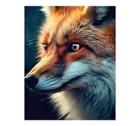 POLIUAWS Kit de peinture diamant gros plan visage de renard, cadeau d'anniversaire pour adultes et filles, loisirs créatifs, kit mignon 40 x 50 cm