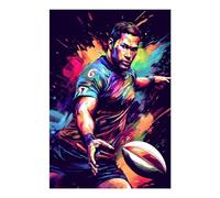 POLIUAWS Kit de peinture diamant « Joueur de rugby » pour adultes, idéal pour la décoration murale et un moment de détente. 20 x 30 cm.