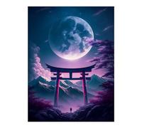 POLIUAWS Kit de peinture diamant « Mon in Torii Gate » pour adultes, idéal pour les loisirs créatifs. Coffret de 30 x 40 cm (12 x 16 pouces).
