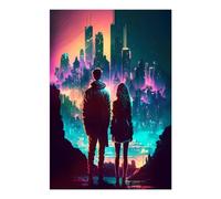 POLIUAWS Kit de peinture diamant Neon Night Dream pour deux adultes, idéal pour la décoration murale, les cadeaux et les loisirs créatifs. Format 20 x 30 cm.