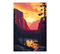 POLIUAWS Kit de peinture diamant pixel art Lac Yosemite pour adultes, idéal pour les loisirs créatifs. Coffret de loisirs créatifs avec des pierres précieuses, format 20 x 30 cm.
