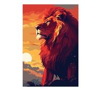 POLIUAWS Kit de peinture diamant pixel art Lion africain pour adultes débutants, loisirs créatifs et bijoux, 20 x 30 cm.