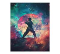 POLIUAWS Kit de peinture diamant « Silhouette de galaxie Jujitsu » pour adultes débutants, kit d'art et de loisirs créatifs avec des pierres précieuses, 40 x 50 cm.