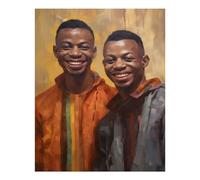 POLIUAWS Kits de peinture diamant pour adultes, motif frères afro-américains, pour les loisirs créatifs (16" x 20").